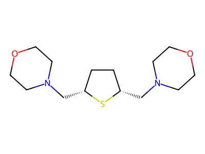 Morpholine, 4,4'-((tetrahydro-2,5-thiophenediyl)bis(methylene))bis-, cis- structure
