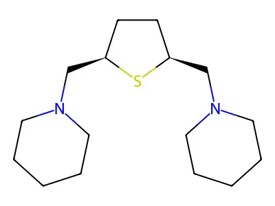 Piperidine, 1,1'-((tetrahydro-2,5-thiophenediyl)bis(methylene))bis-, cis- structure