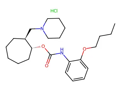 Carbamic acid, (2-butoxyphenyl)-, 2-(1-piperidinylmethyl)cycloheptyl ester, monohydrochloride, trans- structure