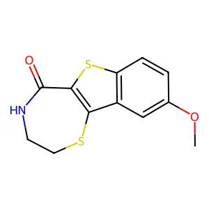 (1)Benzothieno(2,3-f)-1,4-thiazepin-5(2H)-one, 3,4-dihydro-9-methoxy- structure