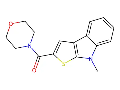 (8-methyl-8H-thieno[2,3-b]indol-2-yl)(morpholino)methanone structure