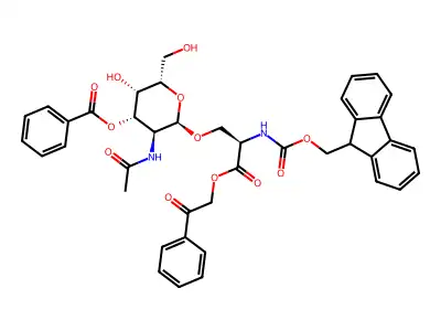 [(2S,3R,4R,5R,6R)-3-Acetamido-2-[(2S)-2-(9H-fluoren-9-ylmethoxycarbonylamino)-3-oxo-3-phenacyloxypropoxy]-5-hydroxy-6-(hydroxymethyl)oxan-4-yl] benzoate structure