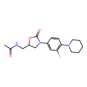 N-[[3-[3-fluoro-4-(1-piperidyl)phenyl]-2-oxo-oxazolidin-5-yl]methyl]acetamide structure