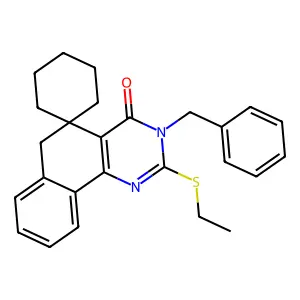 Spiro(benzo(h)quinazoline-5(3H),1'-cyclohexan)-4(6H)-one, 2-(ethylthio)-3-(phenylmethyl)- structure
