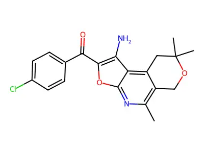Methanone, (1-amino-8,9-dihydro-5,8,8-trimethyl-6H-furo(2,3-b)pyrano(4,3-d)pyridin-2-yl)(4-chlorophenyl)- structure