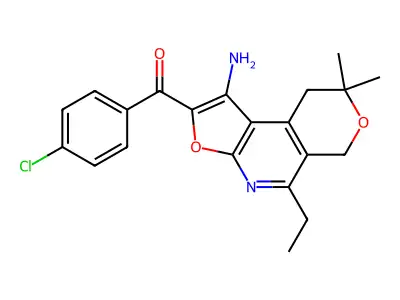 Methanone, (1-amino-5-ethyl-8,9-dihydro-8,8-dimethyl-6H-furo(2,3-b)pyrano(4,3-d)pyridin-2-yl)(4-chlorophenyl)- structure