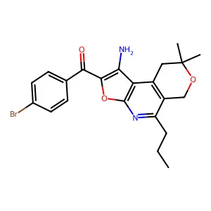 (1-amino-8,8-dimethyl-5-propyl-8,9-dihydro-6H-furo[2,3-b]pyrano[4,3-d]pyridin-2-yl)(4-bromophenyl)methanone structure