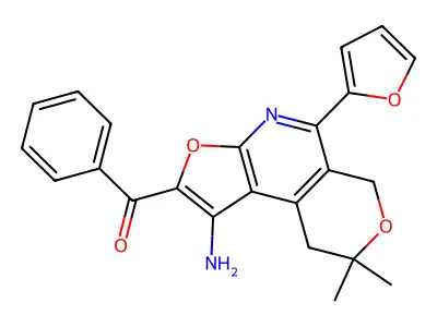 Methanone, (1-amino-5-(2-furanyl)-8,9-dihydro-8,8-dimethyl-6H-furo(2,3-b)pyrano(4,3-d)pyridin-2-yl)phenyl- structure