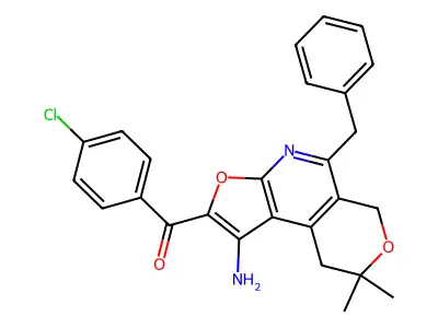 Methanone, (1-amino-8,9-dihydro-8,8-dimethyl-5-(phenylmethyl)-6H-furo(2,3-b)pyrano(4,3-d)pyridin-2-yl)(4-chlorophenyl)- structure