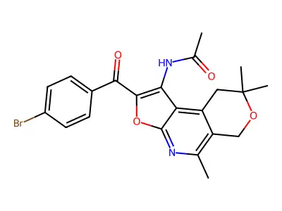 Acetamide, N-(2-(4-bromobenzoyl)-8,9-dihydro-5,8,8-trimethyl-6H-furo(2,3-b)pyrano(4,3-d)pyridin-1-yl)- structure
