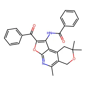 Benzamide, N-(2-benzoyl-8,9-dihydro-5,8,8-trimethyl-6H-furo(2,3-b)pyrano(4,3-d)pyridin-1-yl)- structure