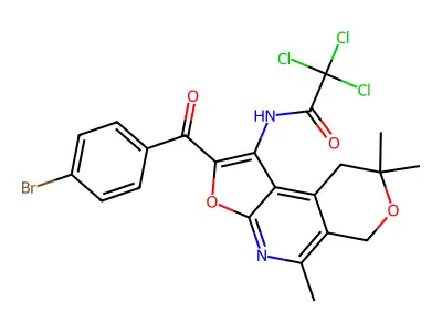 Acetamide, N-(2-(4-bromobenzoyl)-8,9-dihydro-5,8,8-trimethyl-6H-furo(2,3-b)pyrano(4,3-d)pyridin-1-yl)-2,2,2-trichloro- structure