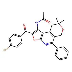 Acetamide, N-(2-(4-bromobenzoyl)-8,9-dihydro-8,8-dimethyl-5-phenyl-6H-furo(2,3-b)pyrano(4,3-d)pyridin-1-yl)- structure