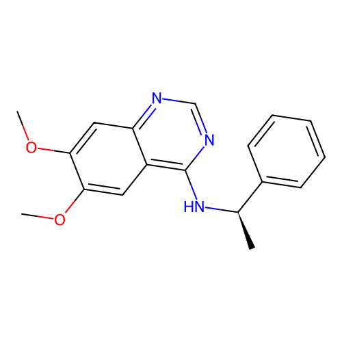 6,7-dimethoxy-~{N}-[(1~{R})-1-phenylethyl]quinazolin-4-amine structure