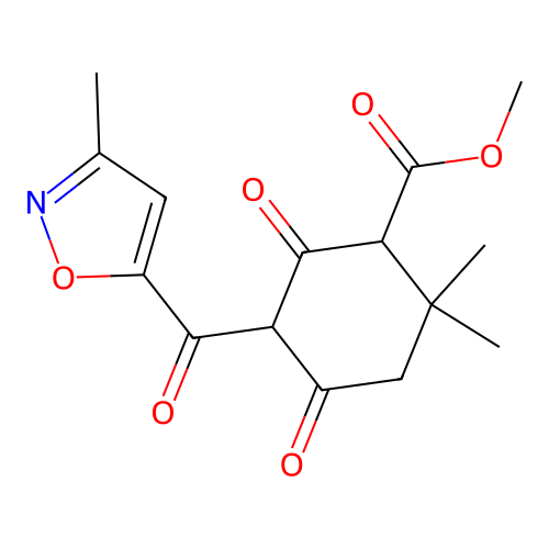 Methyl 2,2-dimethyl-5-[(3-methyl-5-isoxazolyl)carbonyl]-4,6-dioxocyclohexanecarboxylate structure