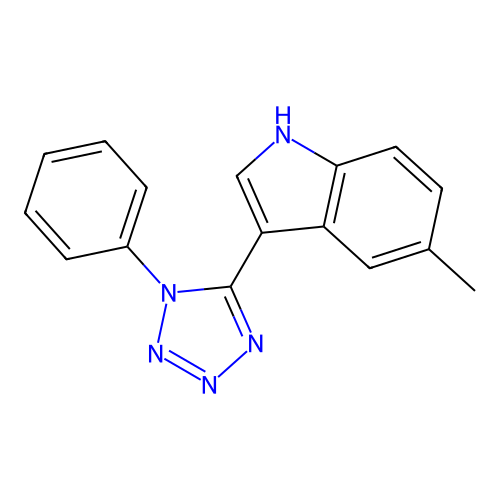 5-methyl-3-(1-phenyl-1H-tetraazol-5-yl)-1H-indole structure