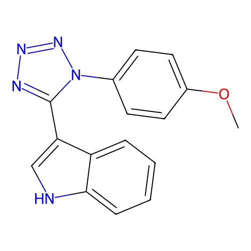 4-[5-(1H-indol-3-yl)-1H-tetraazol-1-yl]phenyl methyl ether structure