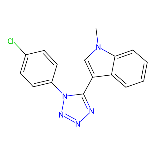 3-[1-(4-chlorophenyl)-1H-tetraazol-5-yl]-1-methyl-1H-indole structure