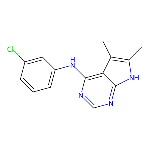 N-(3-chlorophenyl)-5,6-dimethyl-7H-pyrrolo[2,3-d]pyrimidin-4-amine structure