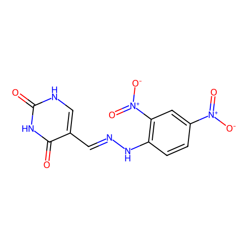 (5E)-5-[[2-(2,4-dinitrophenyl)hydrazinyl]methylidene]pyrimidine-2,4-dione structure