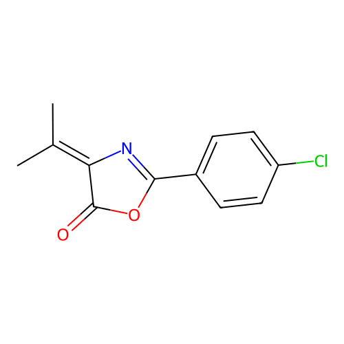 2-(4-Chlorophenyl)-4-propan-2-ylidene-1,3-oxazol-5-one structure