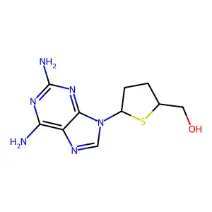 [(2R,5R)-5-(2,6-diaminopurin-9-yl)tetrahydrothiophen-2-yl]methanol structure