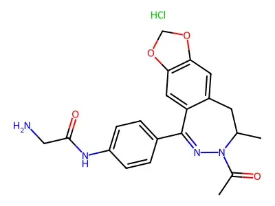 Acetamide, N-(4-(7-acetyl-8,9-dihydro-8-methyl-7H-1,3-dioxolo(4,5-h)(2,3)benzodiazepin-5-yl)phenyl)-2-amino-, monohydrochloride structure