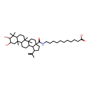 N-(2beta,3beta-Dihydroxylup-20(29)-en-28-oyl)-11-aminoundecanoic acid structure