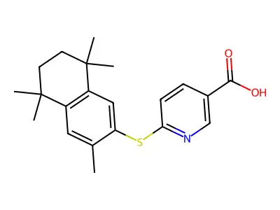 3-Pyridinecarboxylic acid, 6-((5,6,7,8-tetrahydro-3,5,5,8,8-pentamethyl-2-naphthalenyl)thio)- structure