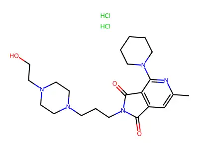 1H-Pyrrolo(3,4-c)pyridine-1,3(2H)-dione, 2-(3-(4-(2-hydroxyethyl)-1-piperazinyl)propyl)-6-methyl-4-(1-piperidinyl)-, dihydrochloride structure