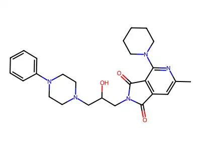 1H-Pyrrolo(3,4-c)pyridine-1,3(2H)-dione, 2-(2-hydroxy-3-(4-phenyl-1-piperazinyl)propyl)-6-methyl-4-(1-piperidinyl)- structure
