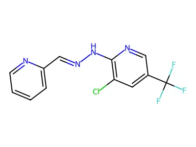3-chloro-N-(pyridin-2-ylmethylideneamino)-5-(trifluoromethyl)pyridin-2-amine structure
