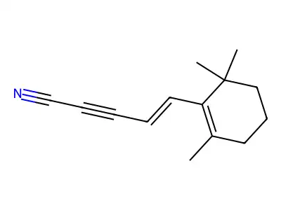 5-(2,6,6-Trimethylcyclohexen-1-yl)pent-4-en-2-ynenitrile structure