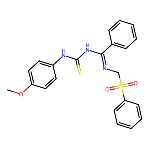 1-[N-(benzenesulfonylmethyl)-C-phenylcarbonimidoyl]-3-(4-methoxyphenyl)thiourea structure