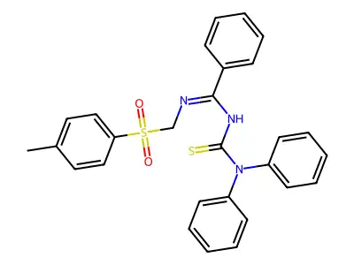 3-[N-[(4-methylphenyl)sulfonylmethyl]-C-phenylcarbonimidoyl]-1,1-diphenylthiourea structure