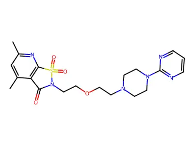 Isothiazolo(5,4-b)pyridin-3(2H)-one, 4,6-dimethyl-2-(2-(2-(4-(2-pyrimidinyl)-1-piperazinyl)ethoxy)ethyl)-, 1,1-dioxide structure