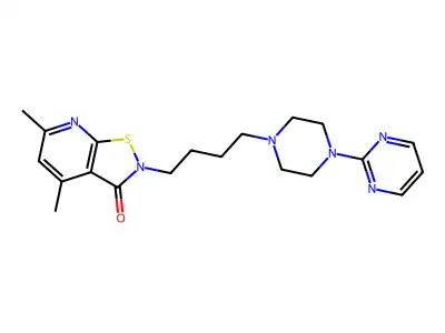 Isothiazolo(5,4-b)pyridin-3(2H)-one, 4,6-dimethyl-2-(4-(4-(2-pyrimidinyl)-1-piperazinyl)butyl)- structure