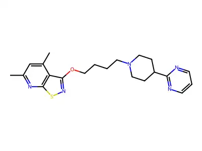 Isothiazolo(5,4-b)pyridine, 4,6-dimethyl-3-(4-(4-(2-pyrimidinyl)-1-piperidinyl)butoxy)- structure