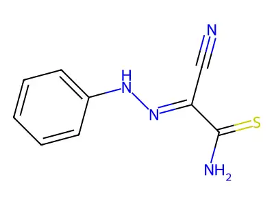 Cyano(2-phenylhydrazinylidene)ethanimidothioic acid structure