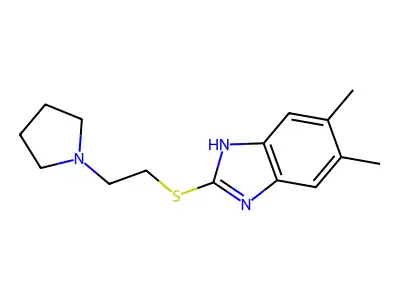 5,6-dimethyl-2-[2-(1-pyrrolidinyl)ethylthio]-1H-benzimidazole structure