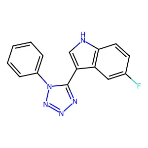 5-fluoro-3-(1-phenyl-1H-tetraazol-5-yl)-1H-indole structure