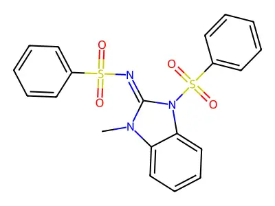 N-[1-(benzenesulfonyl)-3-methylbenzimidazol-2-ylidene]benzenesulfonamide structure