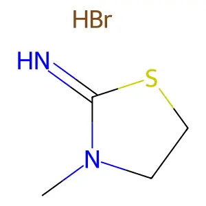 Thiazolium, 4,5-dihydro-2-amino-3-methyl-, bromide structure