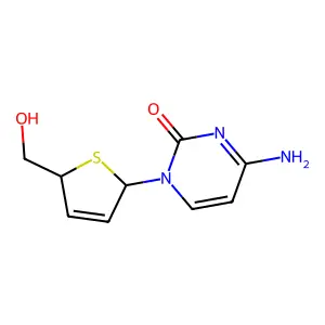 4-amino-1-[(2R,5S)-5-(hydroxymethyl)-2,5-dihydrothiophen-2-yl]pyrimidin-2-one structure