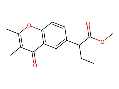 Methyl 2-(2,3-dimethyl-4-oxo-4H-1-benzopyran-6-yl)butanoate structure