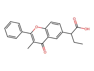 4H-1-Benzopyran-6-acetic acid, alpha-ethyl-3-methyl-4-oxo-2-phenyl- structure