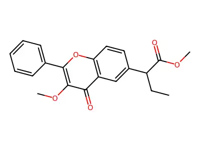 Methyl 2-(3-methoxy-2-phenylchromon-6-yl)butanoate structure