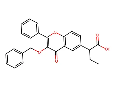 4H-1-Benzopyran-6-acetic acid, alpha-ethyl-4-oxo-2-phenyl-3-(phenylmethoxy)- structure