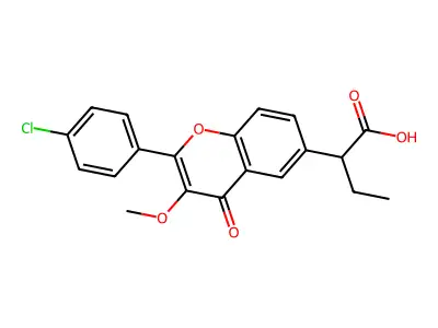 4H-1-Benzopyran-6-acetic acid, 2-(4-chlorophenyl)-alpha-ethyl-3-methoxy-4-oxo- structure