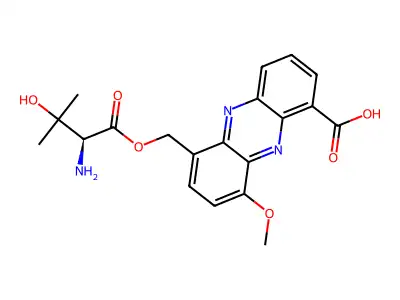 L-Valine, 3-hydroxy-, (6-carboxy-4-methoxy-1-phenazinyl)methyl ester structure
